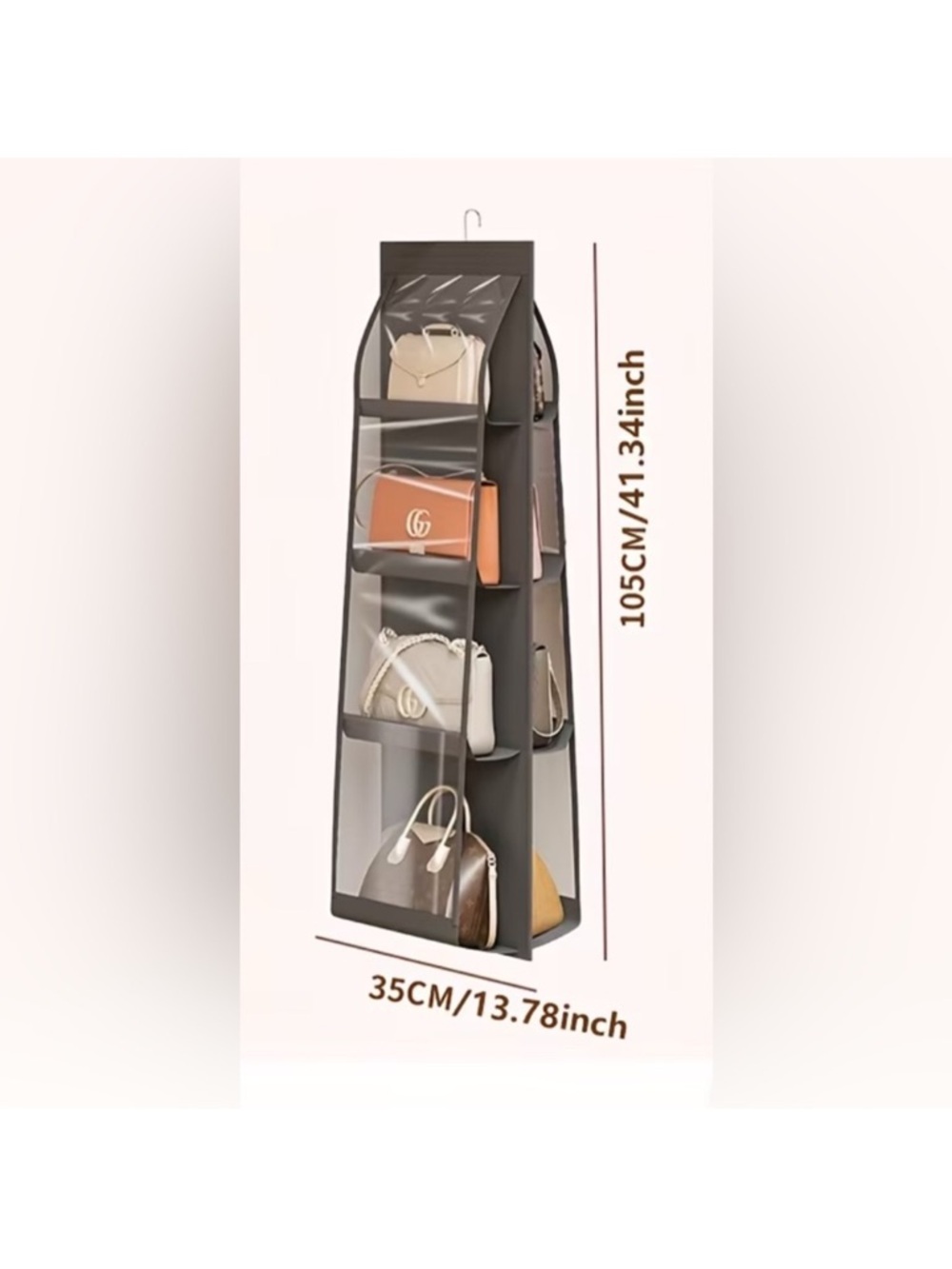 Hanging Purse & Handbag Organizer in Gray